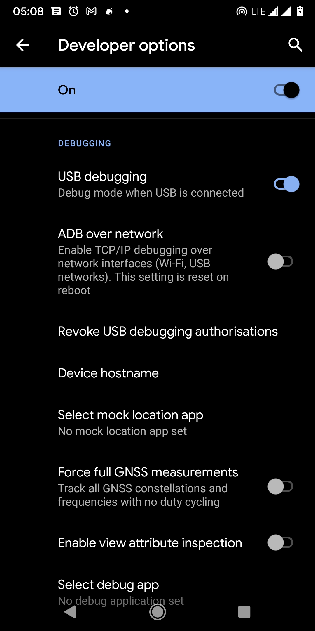 Screenshot how to enable USB debugging in settings.