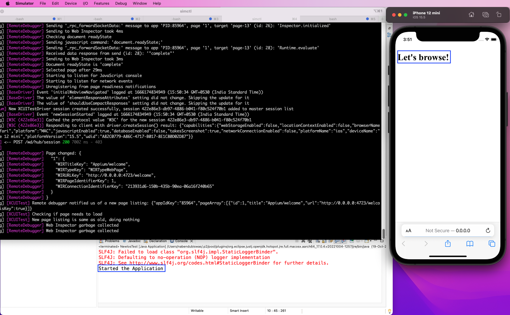 screenshot of code and connecting mobile device