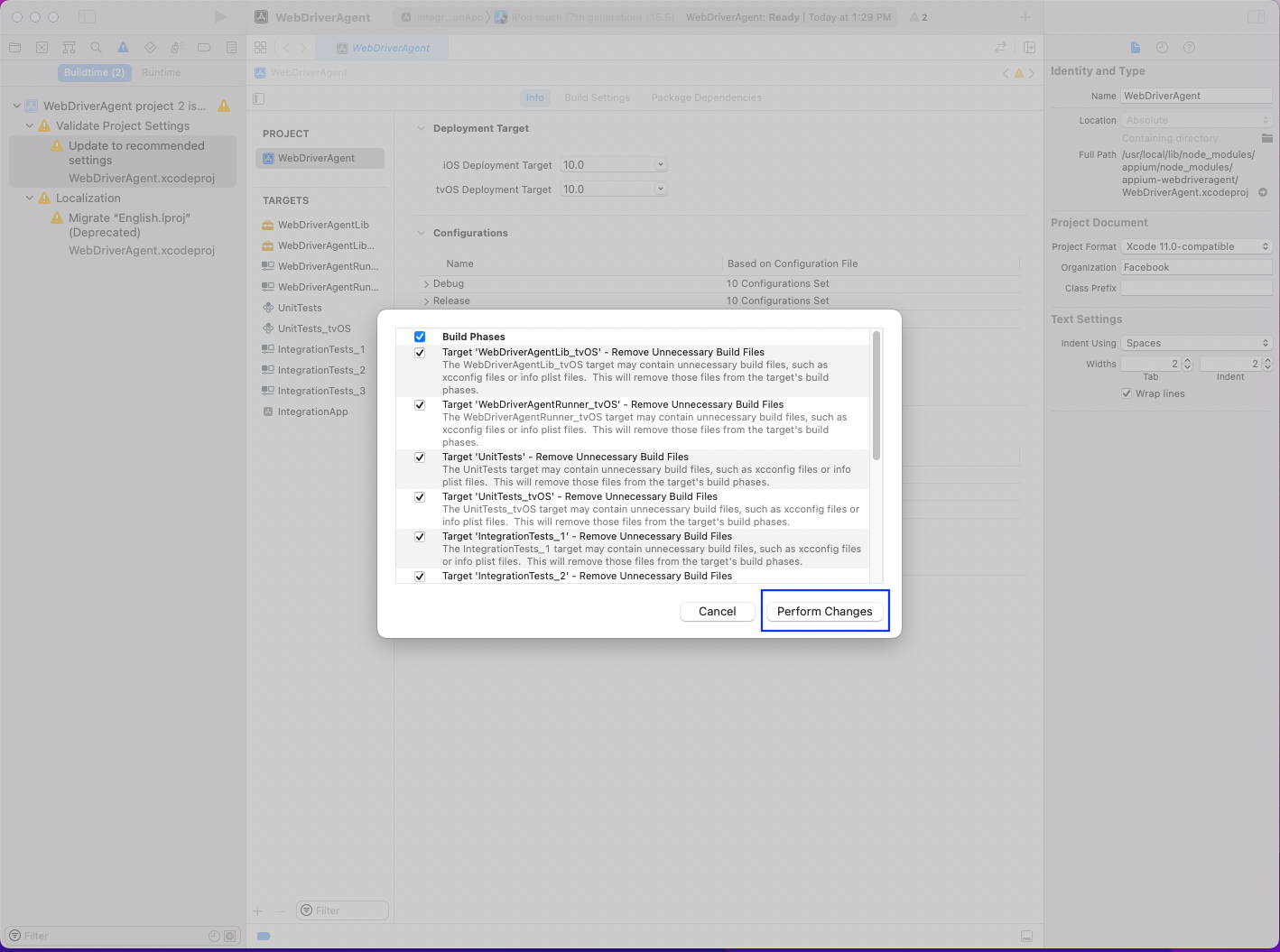 screenshot of checking building phases