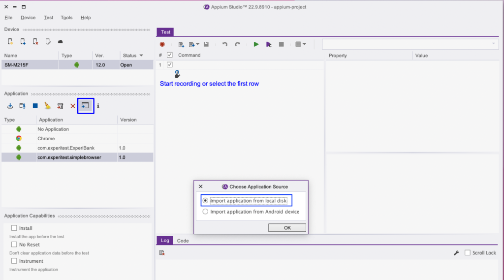 importing application from local disk