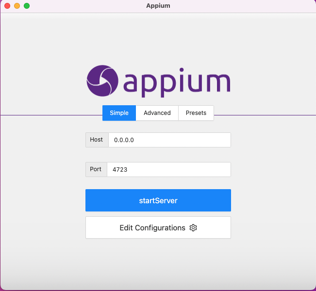 Make sure to start the Appium server