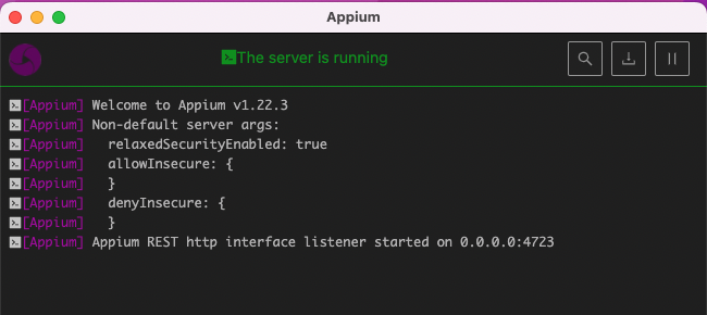 start a locally running Appium server on port 4723