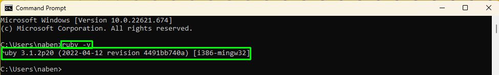 checking ruby version