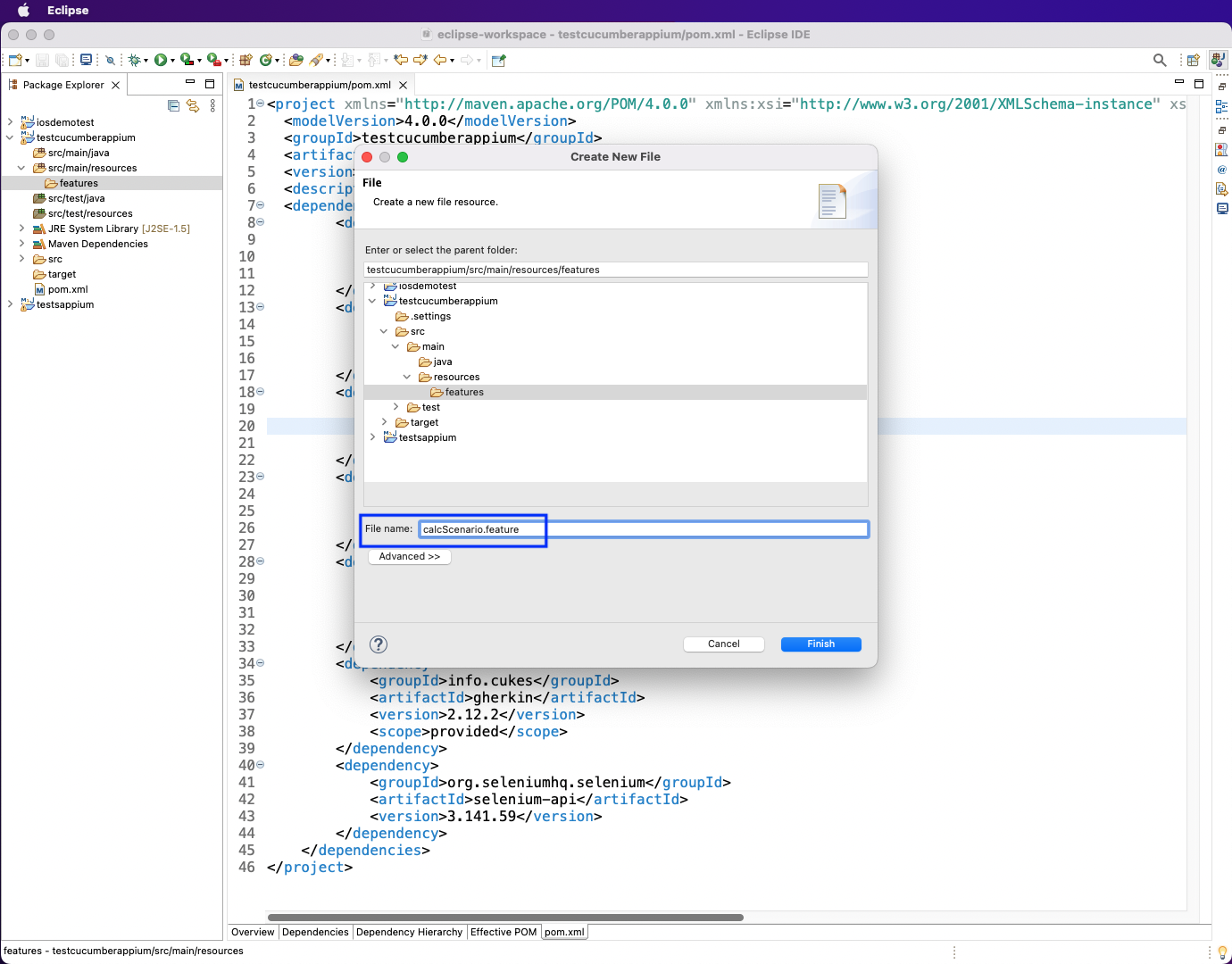 create a file called calcScenario.feature