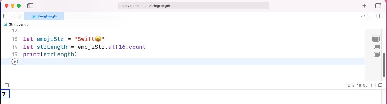 Here, the string length is 7 instead of 6 because emojis have two characters in UTF-16 representation