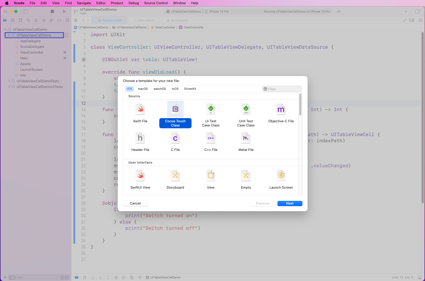 Creating Custom Cell with Cocoa Touch Class