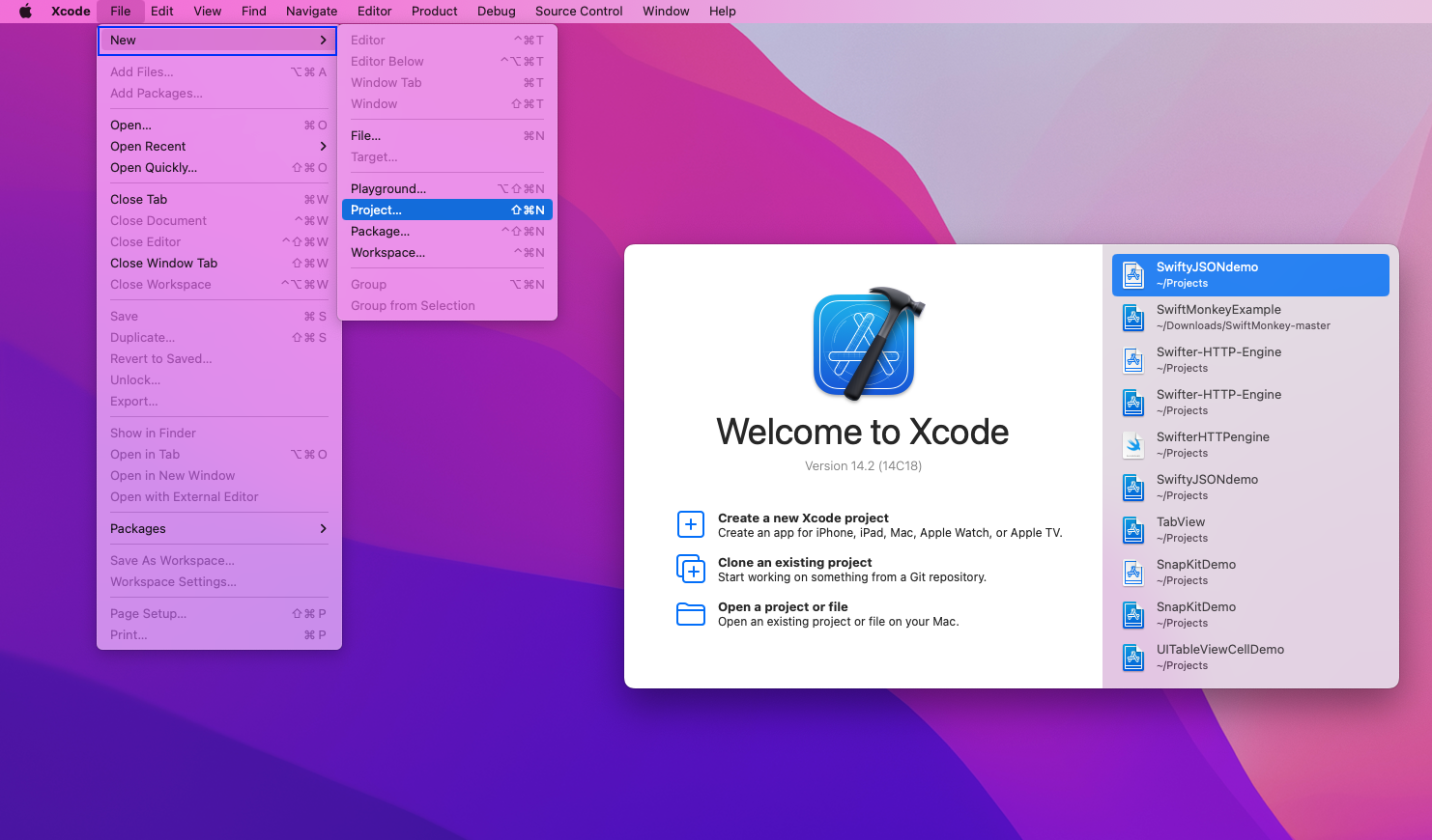 xcode setup new project