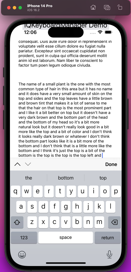 Also, we can write on the Text Area and it'll adjust the keyboard accordingly so that the extra text is not hidden.