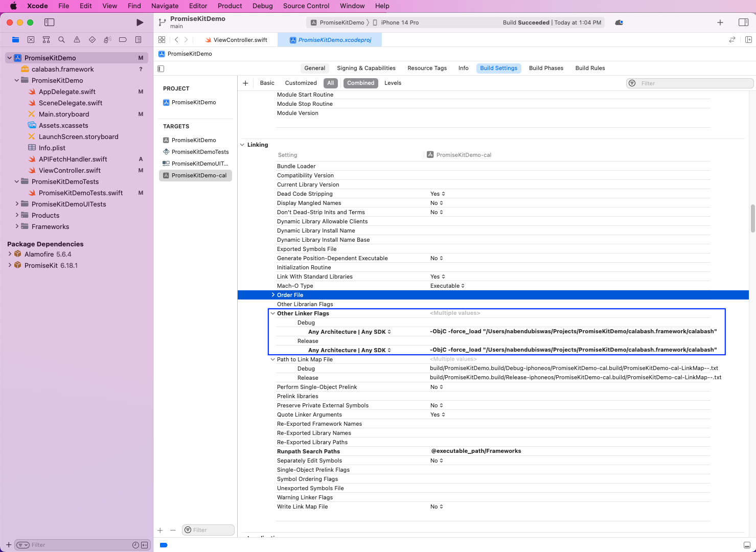 Back in the root of the project, select the ProjectKitDemo-cal target. 