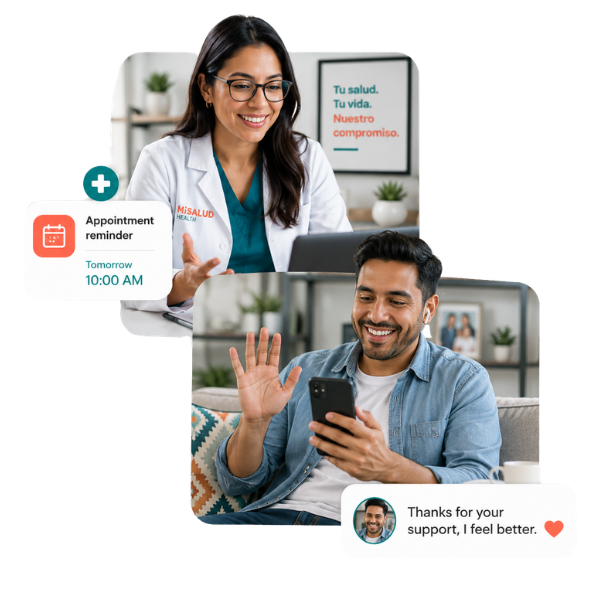 Bilingual MiSalud clinician on a video visit with an employee