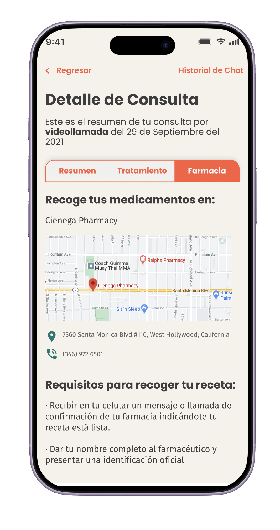 Visit summary in the MiSalud app