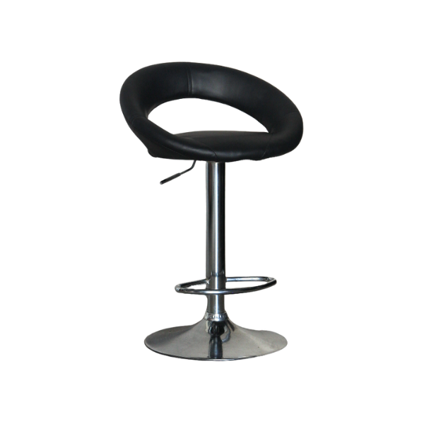 Black + Chrome Swivel Stool