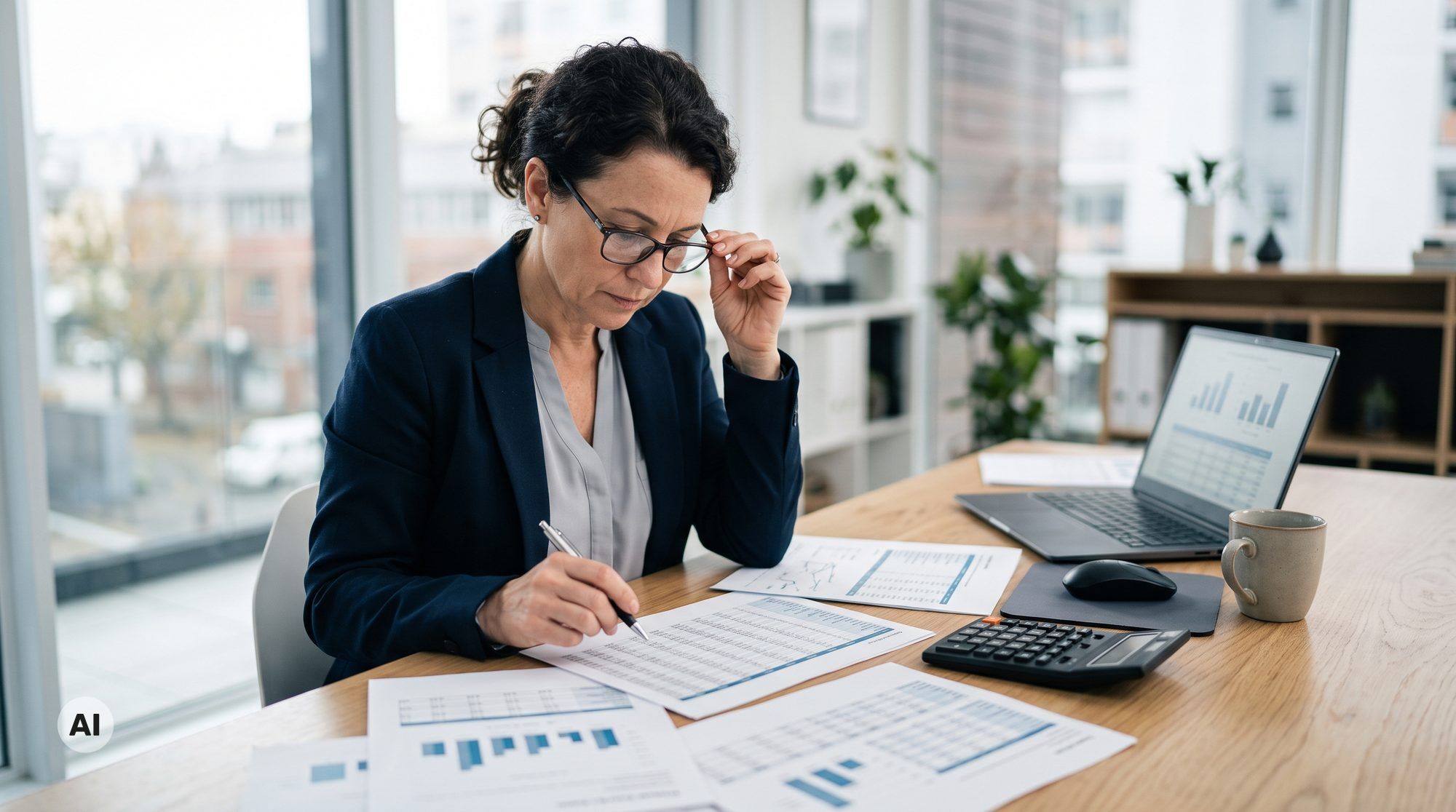 GmbH-Gesellschafter plant Steueroptimierung mit Steuerberater anhand von Finanzdaten (KI-generiert)