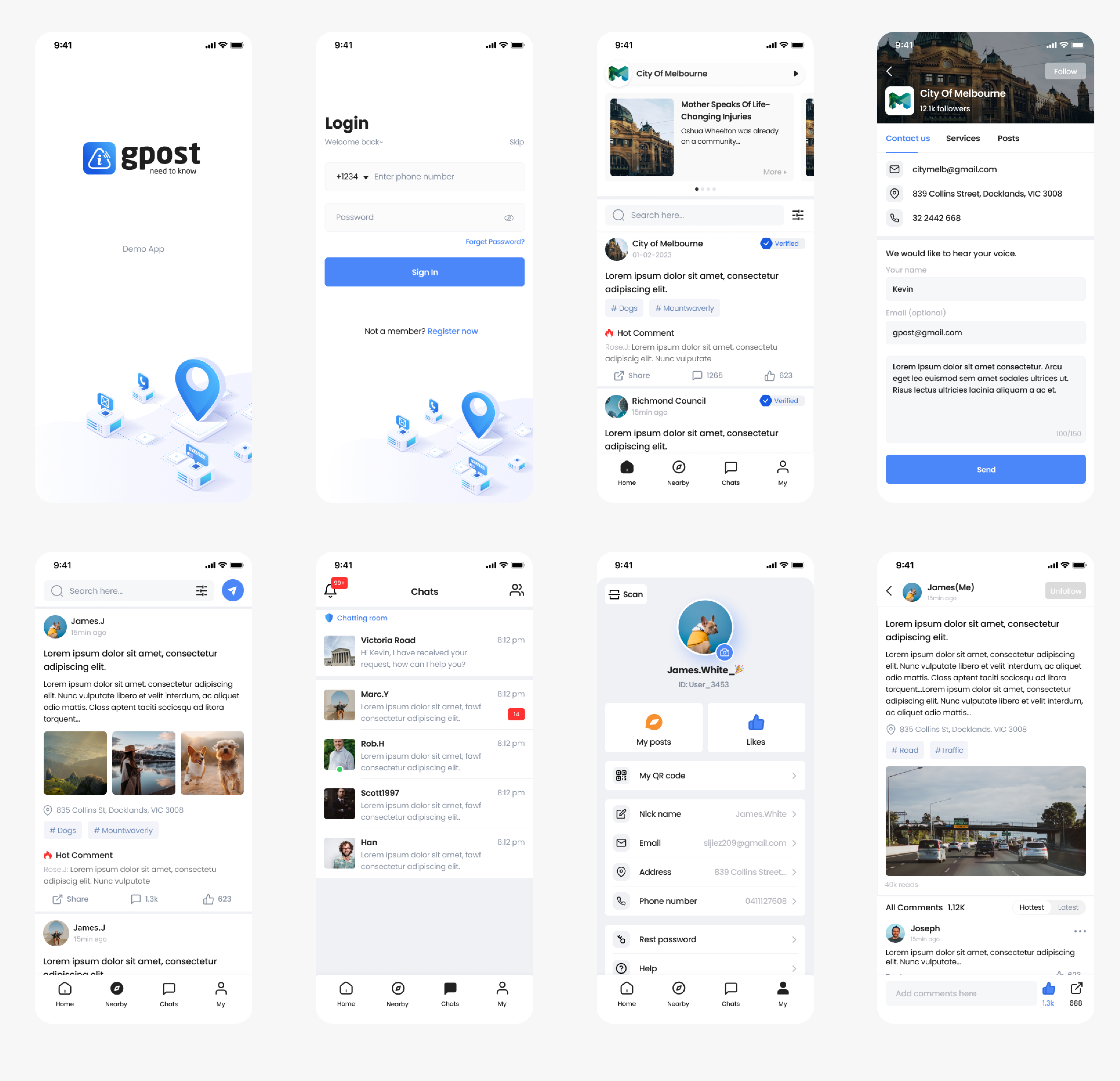 UI screens