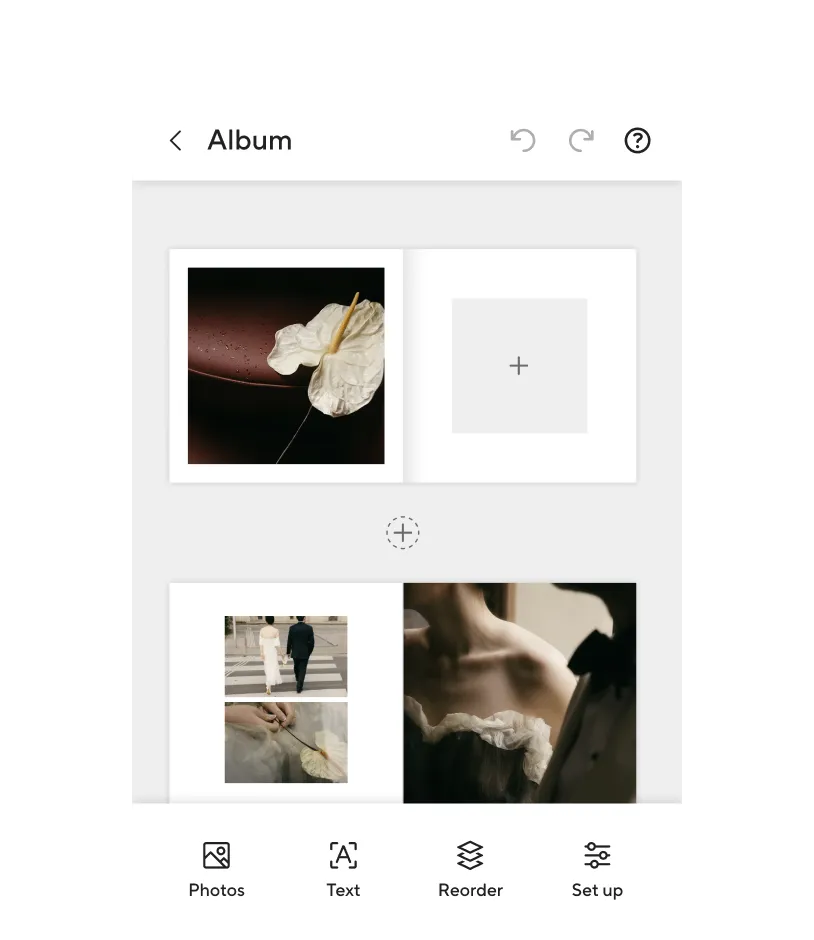 Mobile photo favoriting screen on Pic-Time 2.0 — client selecting favorite wedding images
