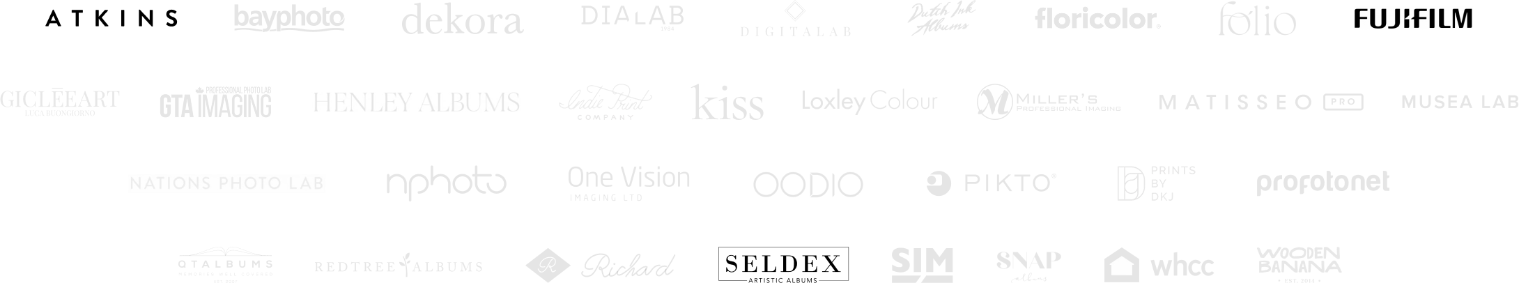 Logos of Pic-Time's print lab partners in Australia and New Zealand