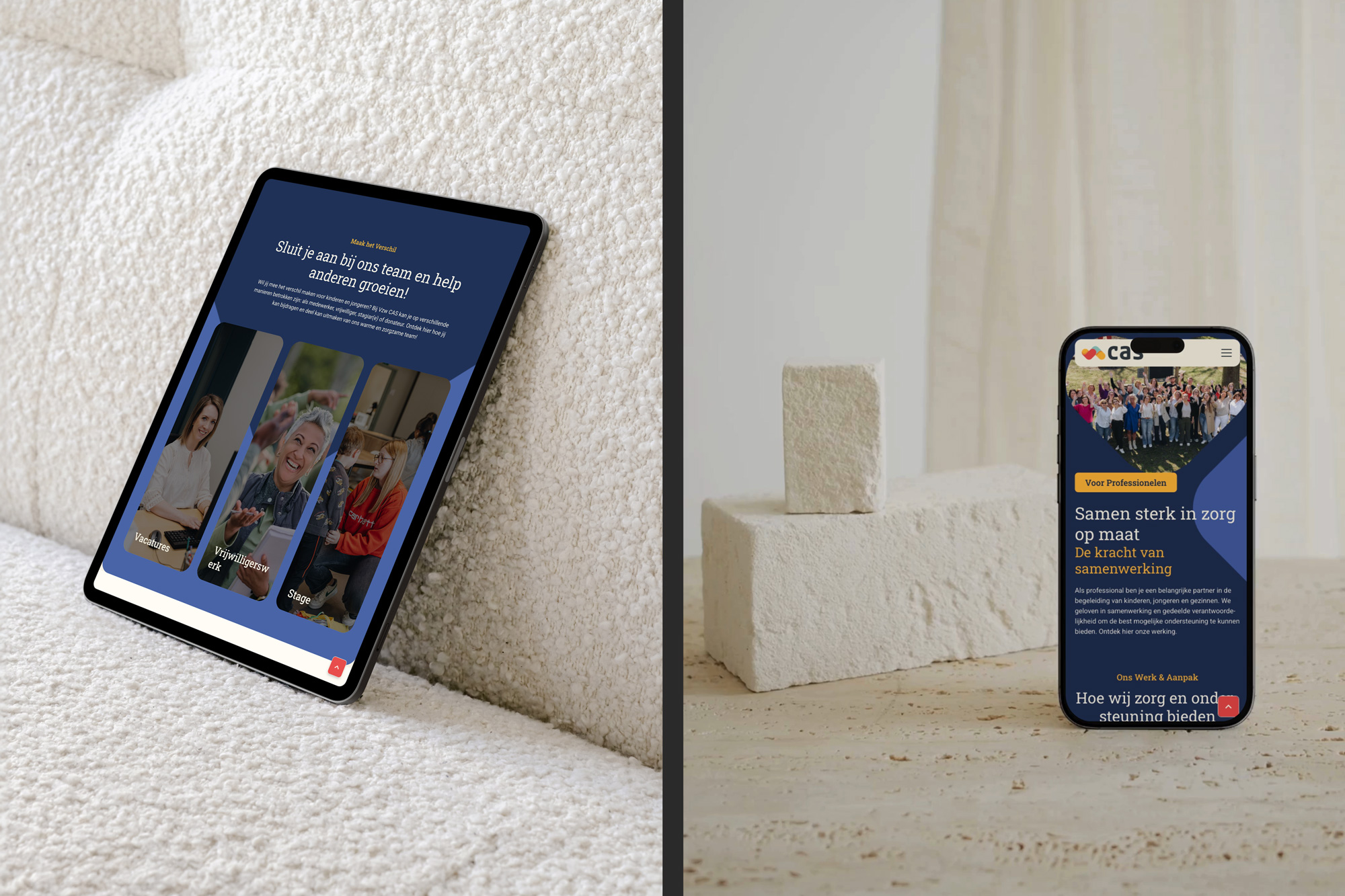 CAS website shown across mobile and tablet devices, demonstrating a responsive design.