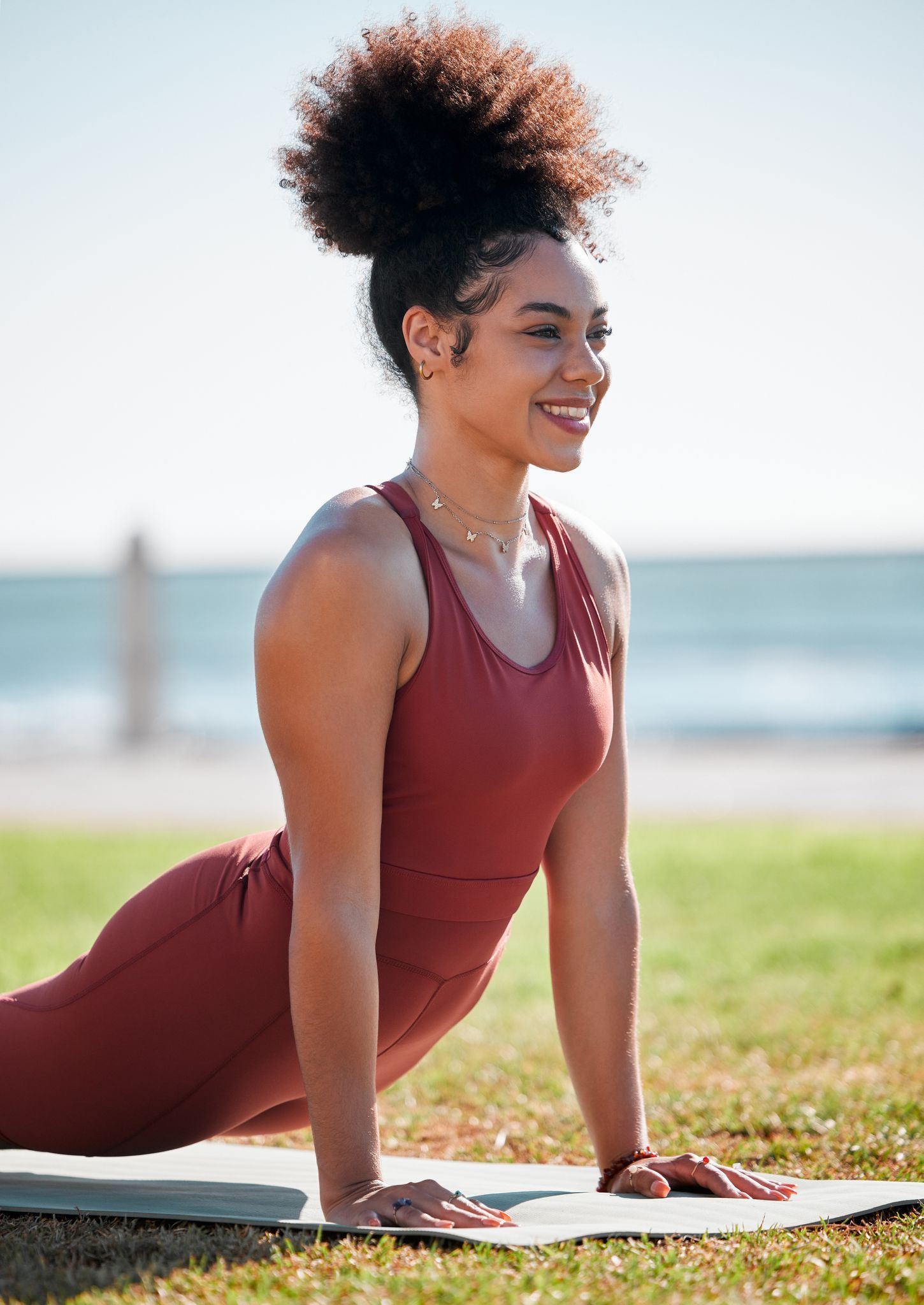 woman of color doing yoga
