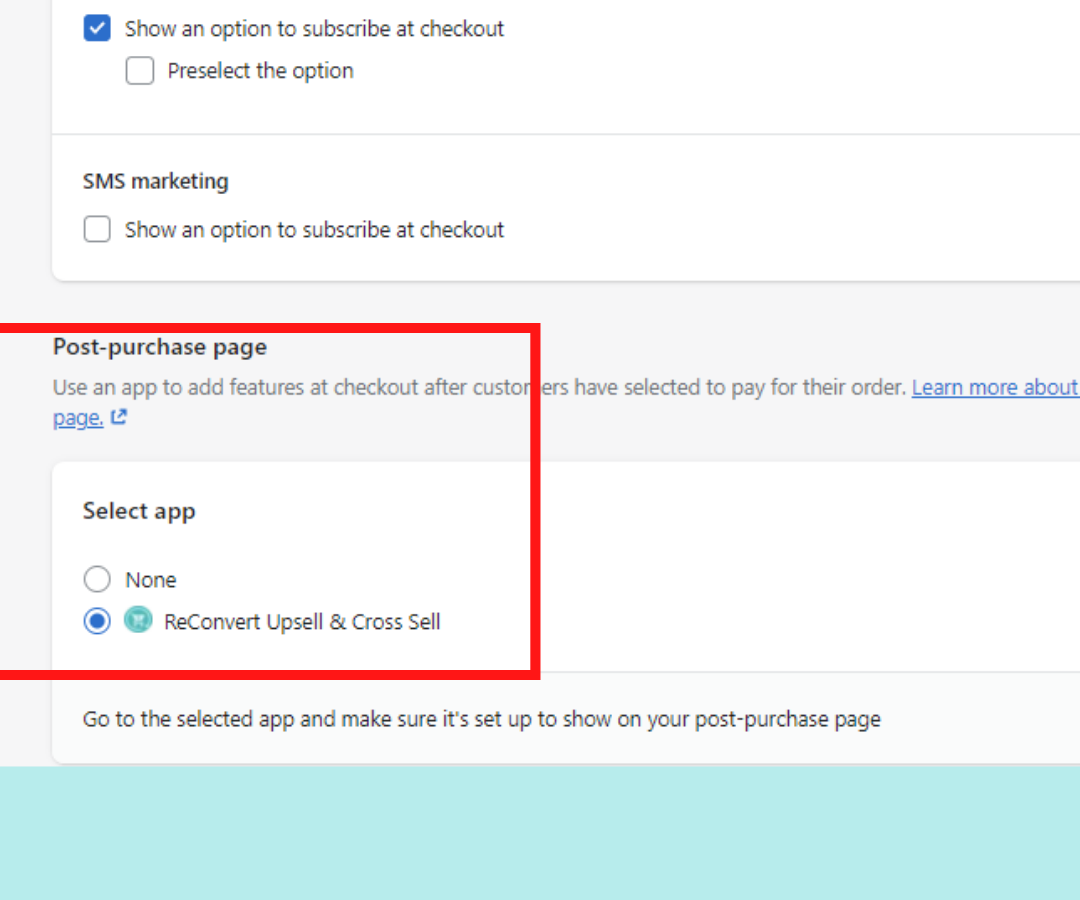 Select ReConvert as your default post-purchase page app