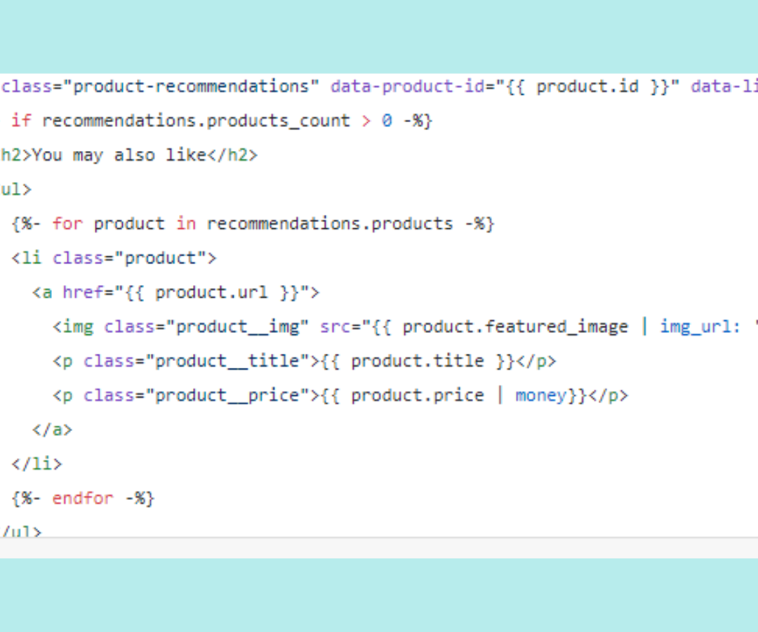 The initial HTML code to start building your featured products section