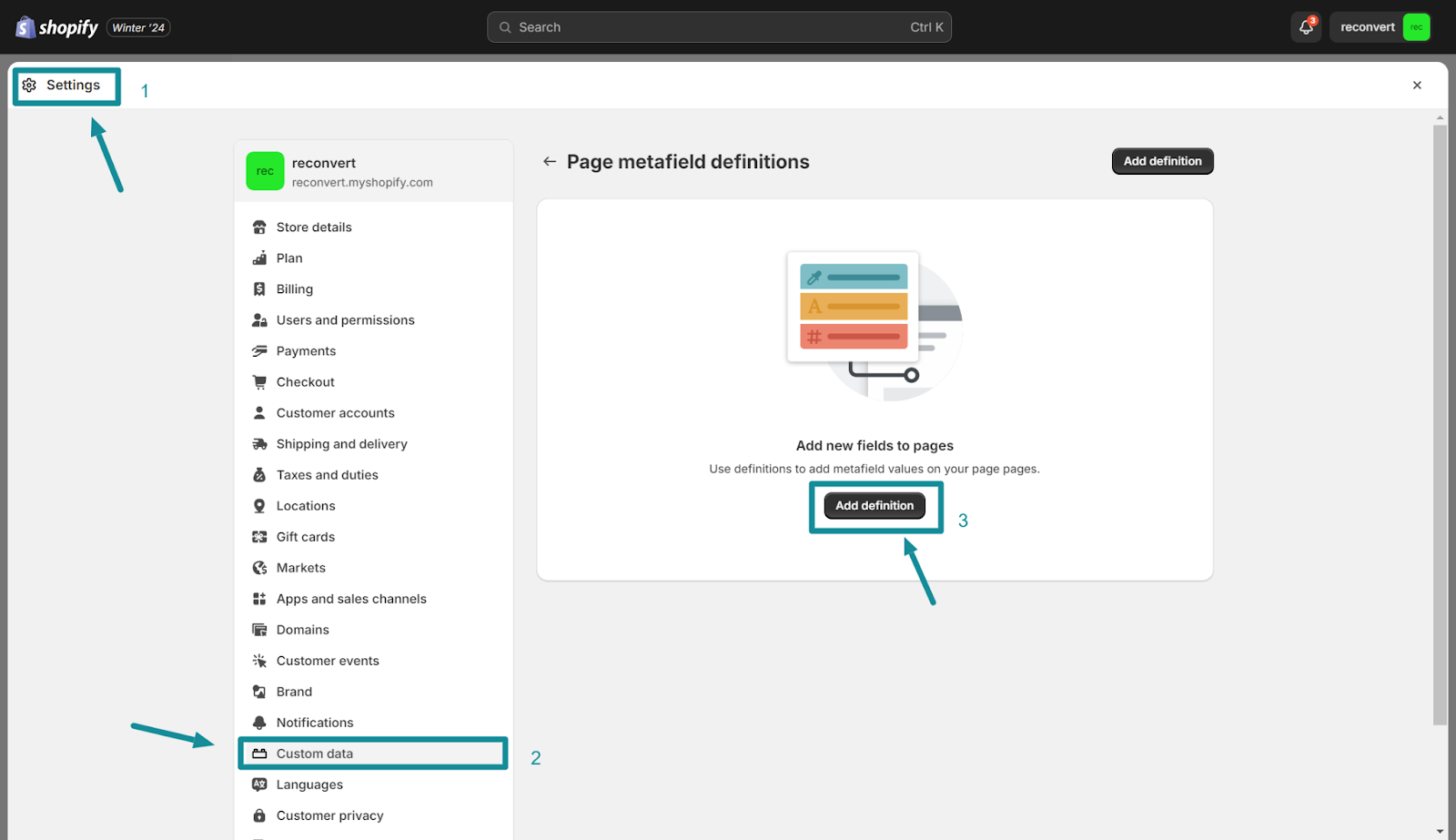 a screenshot showing the steps to add password protection to specific pages in your shopify store