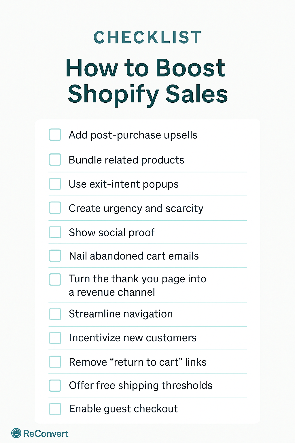 how to boost shopify sales checklist