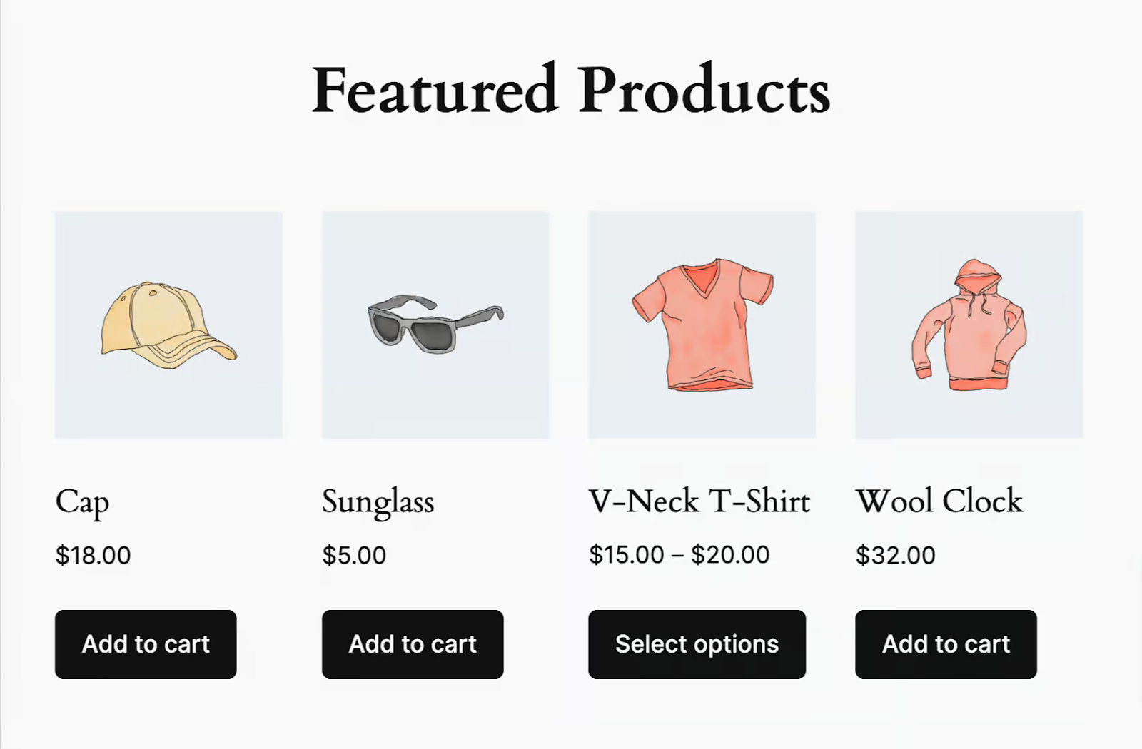 Featured products example.