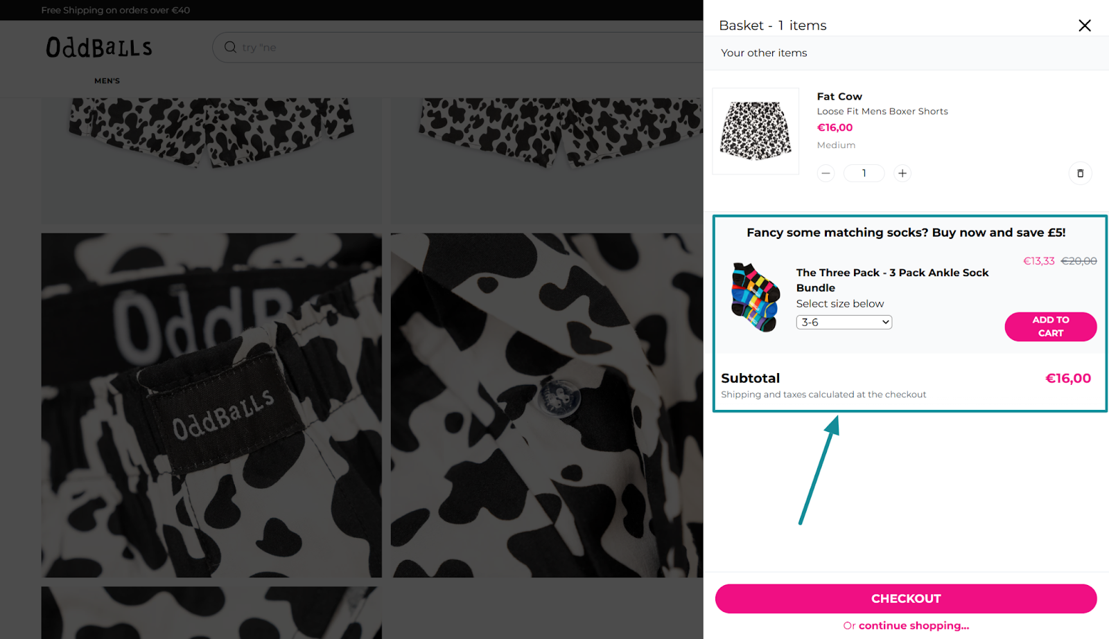 an example of a cross selling strategy from ecommerce retailer oddballs