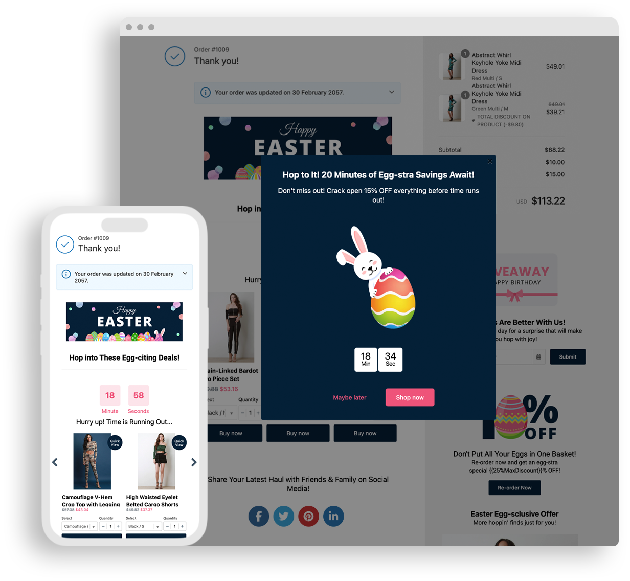 a screen shot of a thank you page using easter marketing 