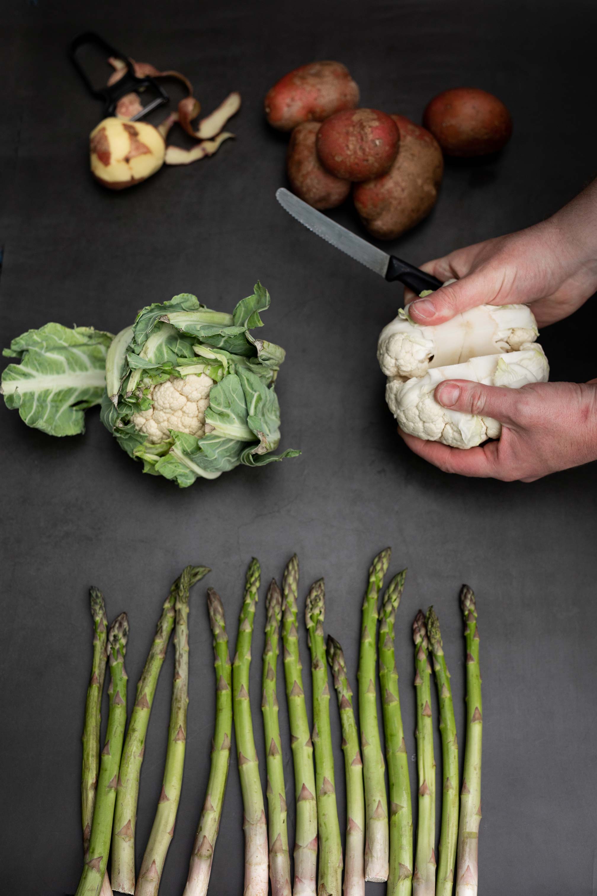 Fresh vegetables being prepared for the evening 