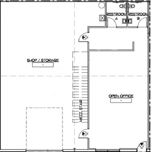 floor plan with mezzanine and office space