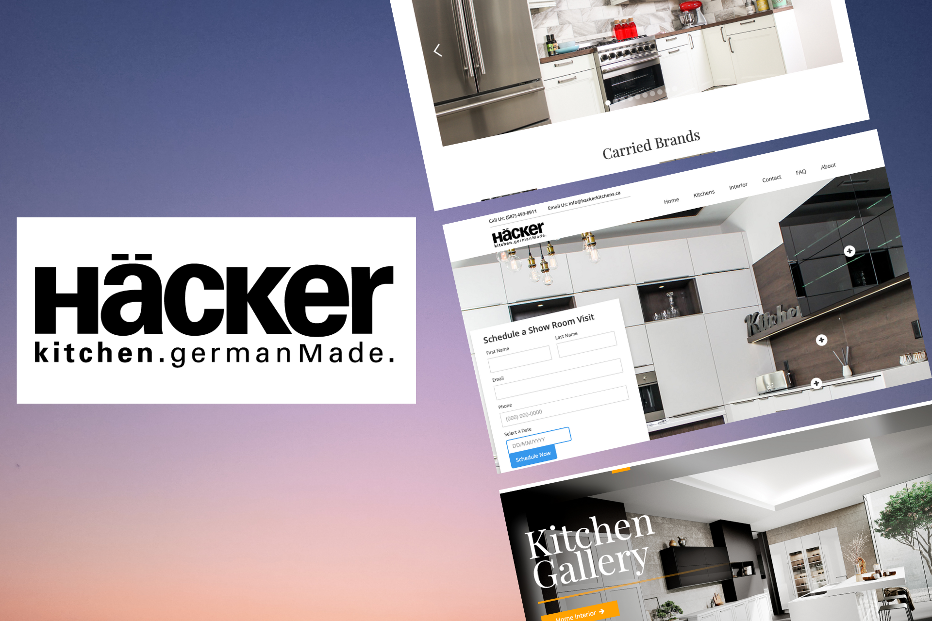 Homepage screenshot of the Hacker Kitchens website built by Hubsuite