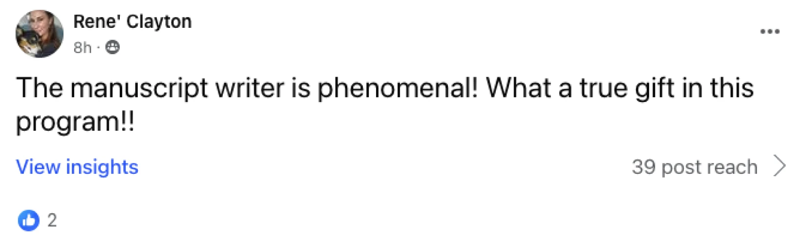 Customer testimonial screenshot