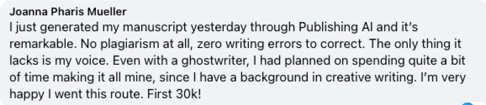Customer testimonial screenshot