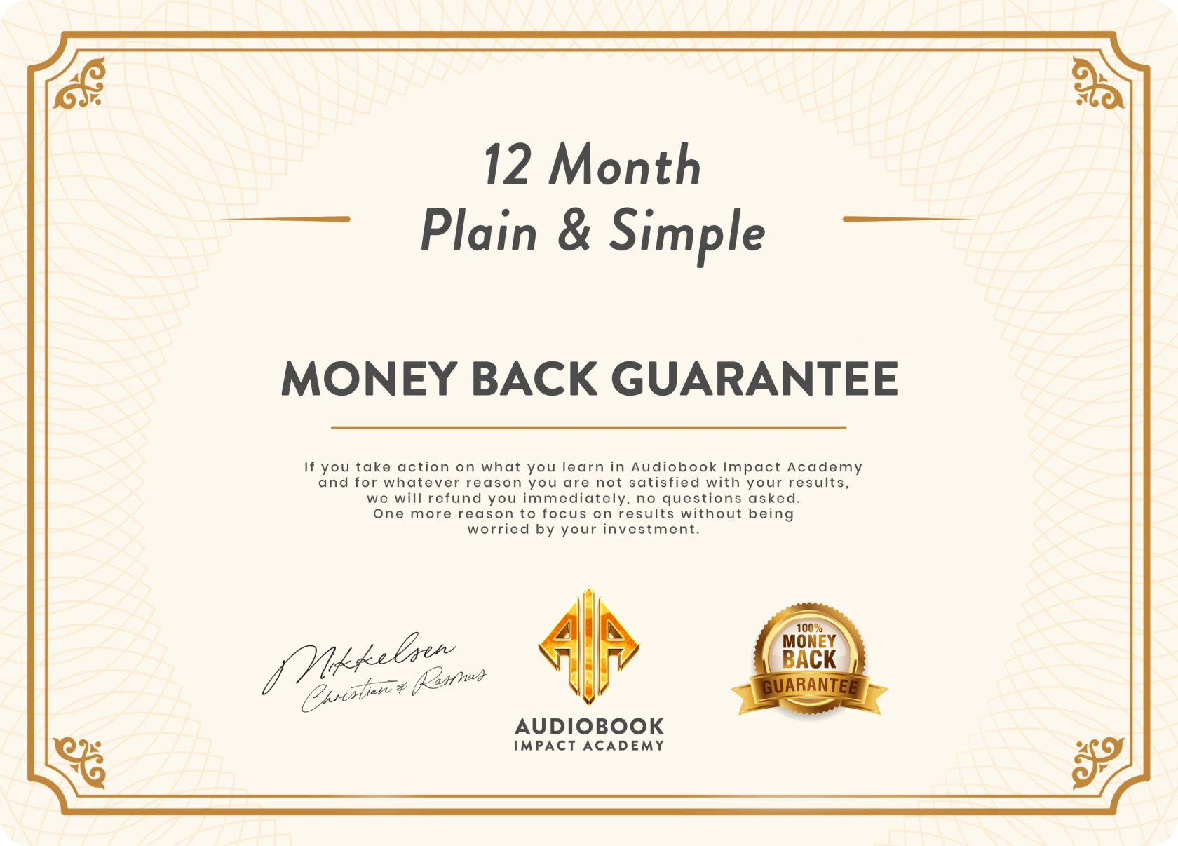 Money back guarantee