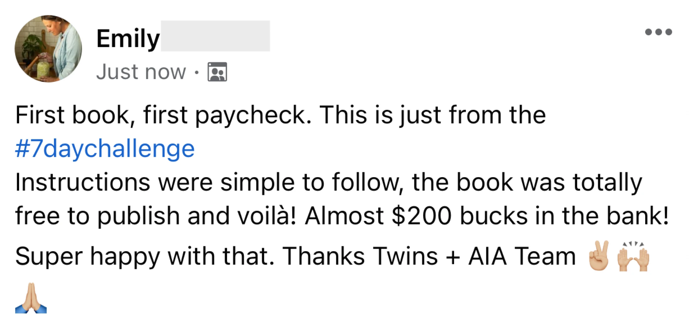 Customer testimonial screenshot