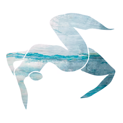 Logo: Körper Illustration mit Acrylic Hintergrund in Mint und grau  für den Bereich Stabile Mitte