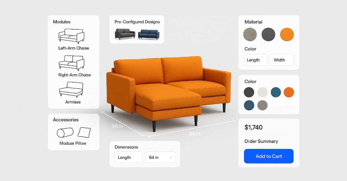 sofa designs in a 3D digital environment