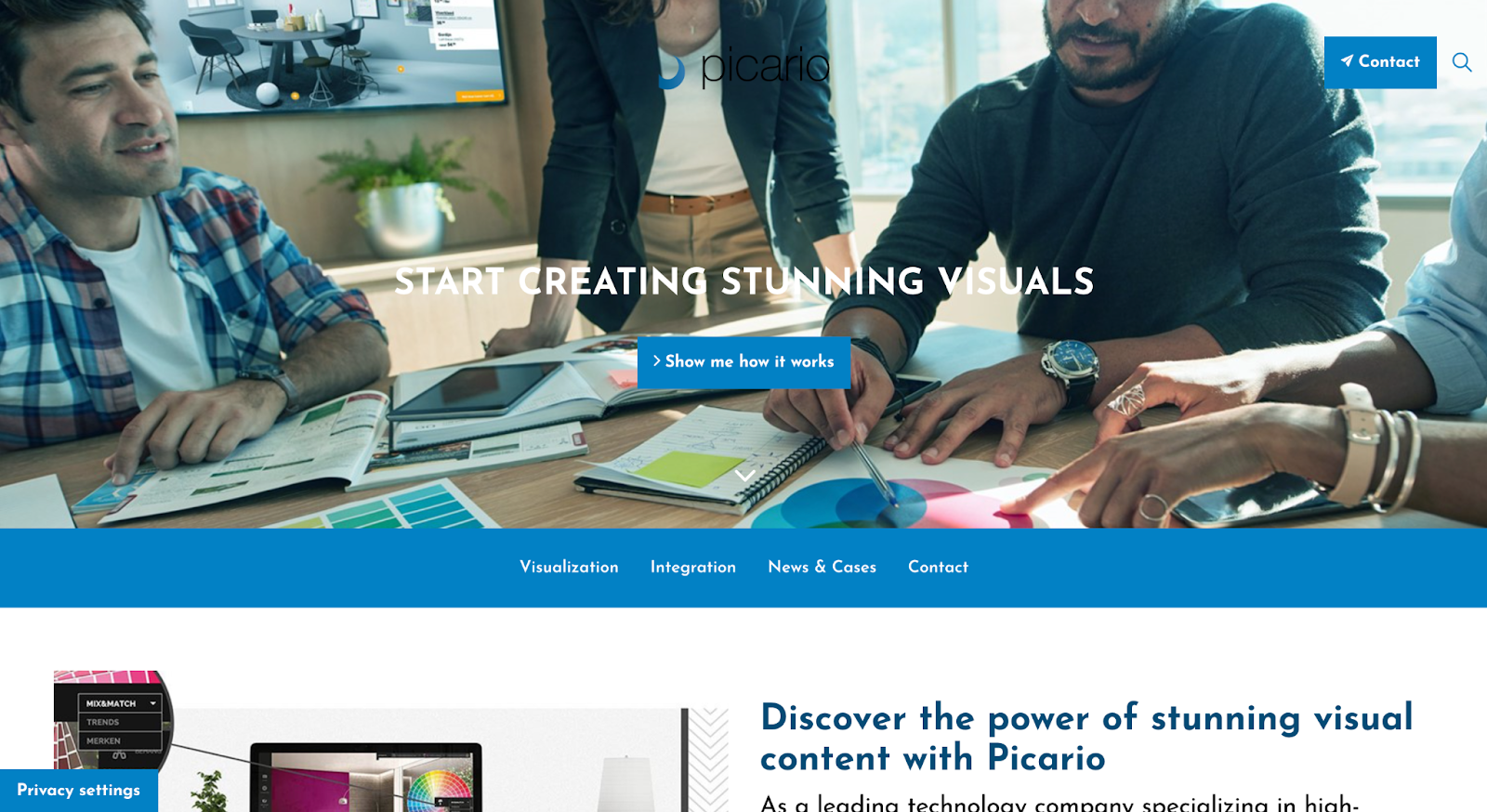 Picario offers a visual configurator