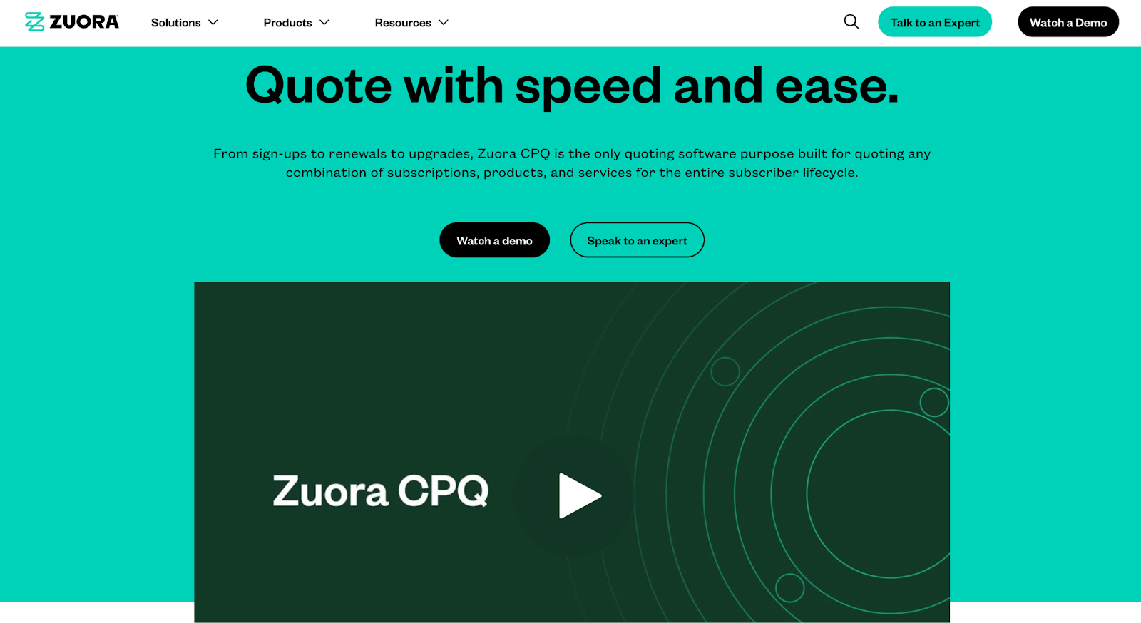 Screenshot from Zoura CPQ