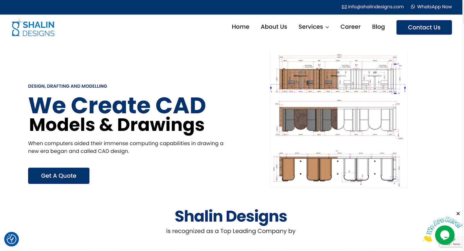 Screenshot from Shalin Designs website