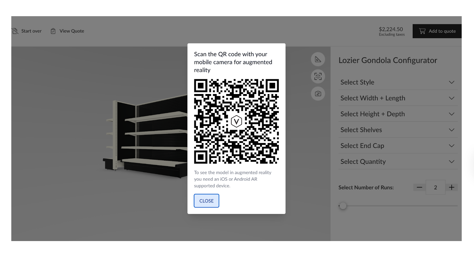Grand + Benedicts enables AR previews for display shelves by scanning the QR code