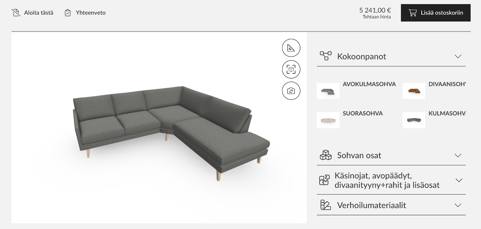 Noronen enables the interactive preview of custom sofas empowered by 3D models