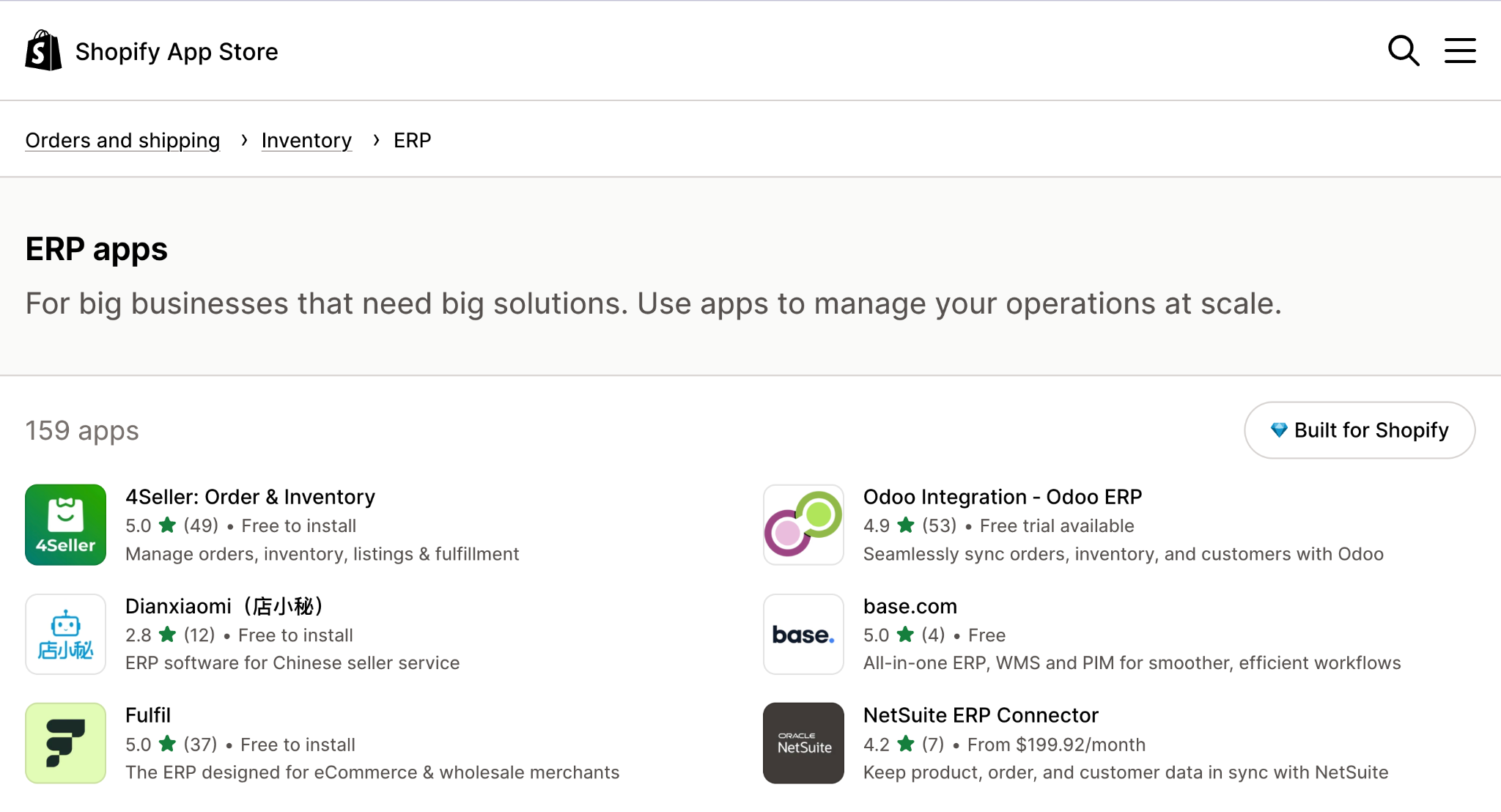 The best ERP apps are recommended in the Shopify App Store