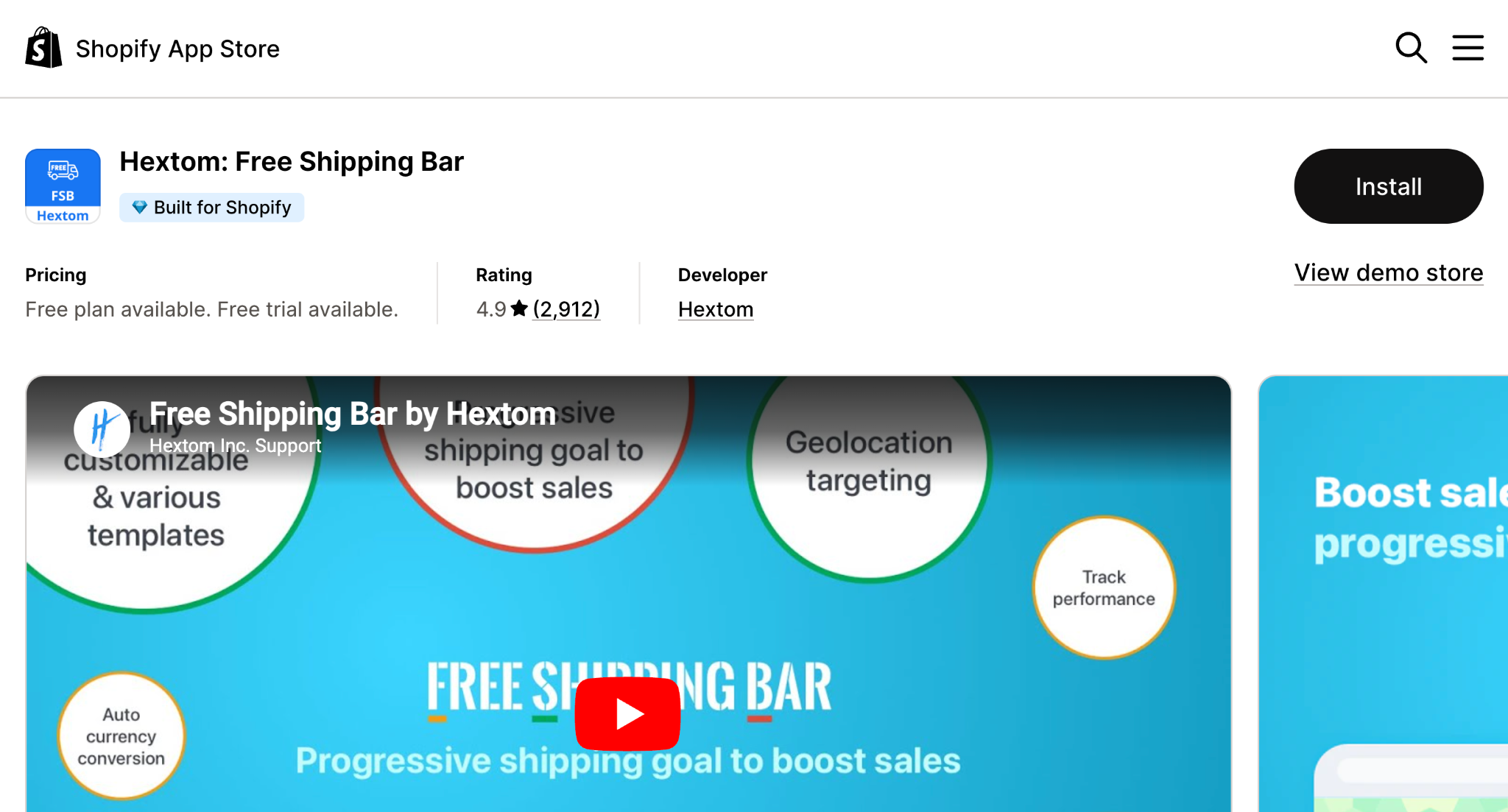 Hextom Free Shipping Bar