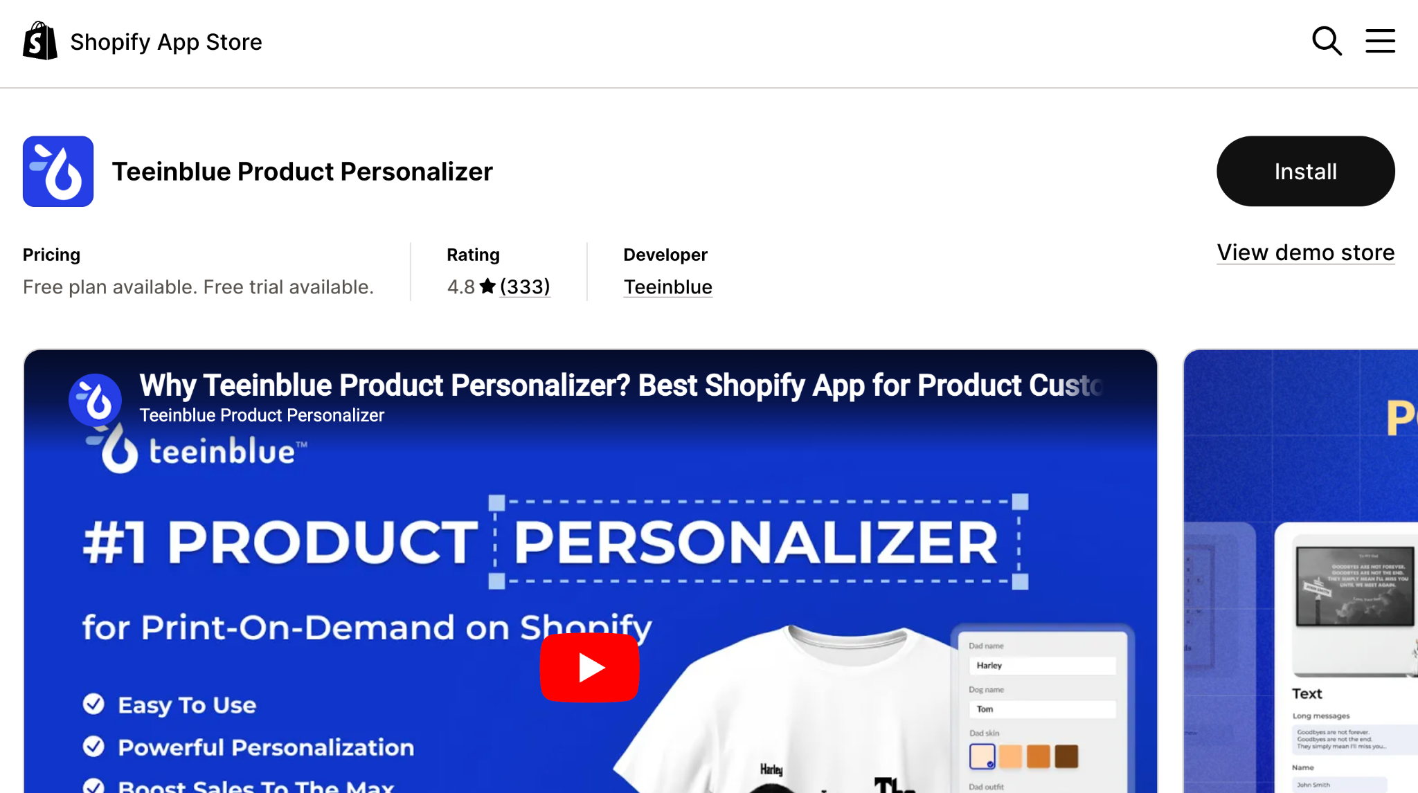 Teeinblue Product Personalizer