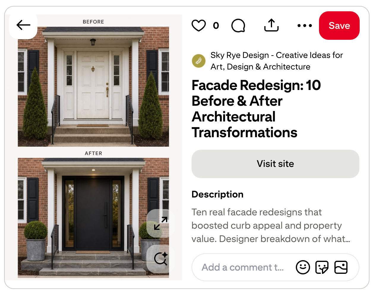 Using before and after door images to promote products on Pinterest