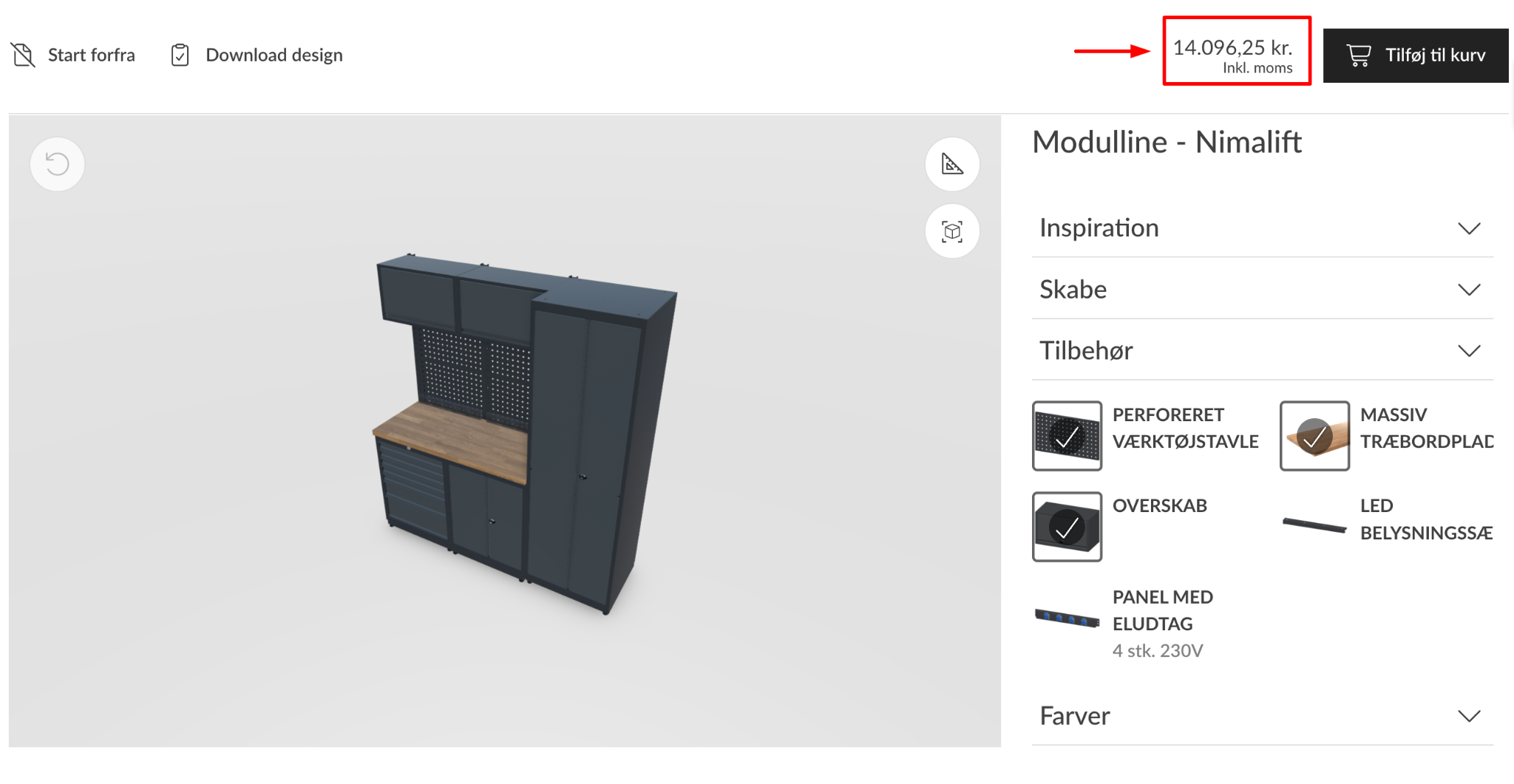 Price updates instantly based on the user’s selections