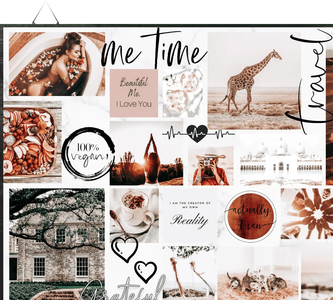 Ein Visionboard mit inspirativen Bildern
