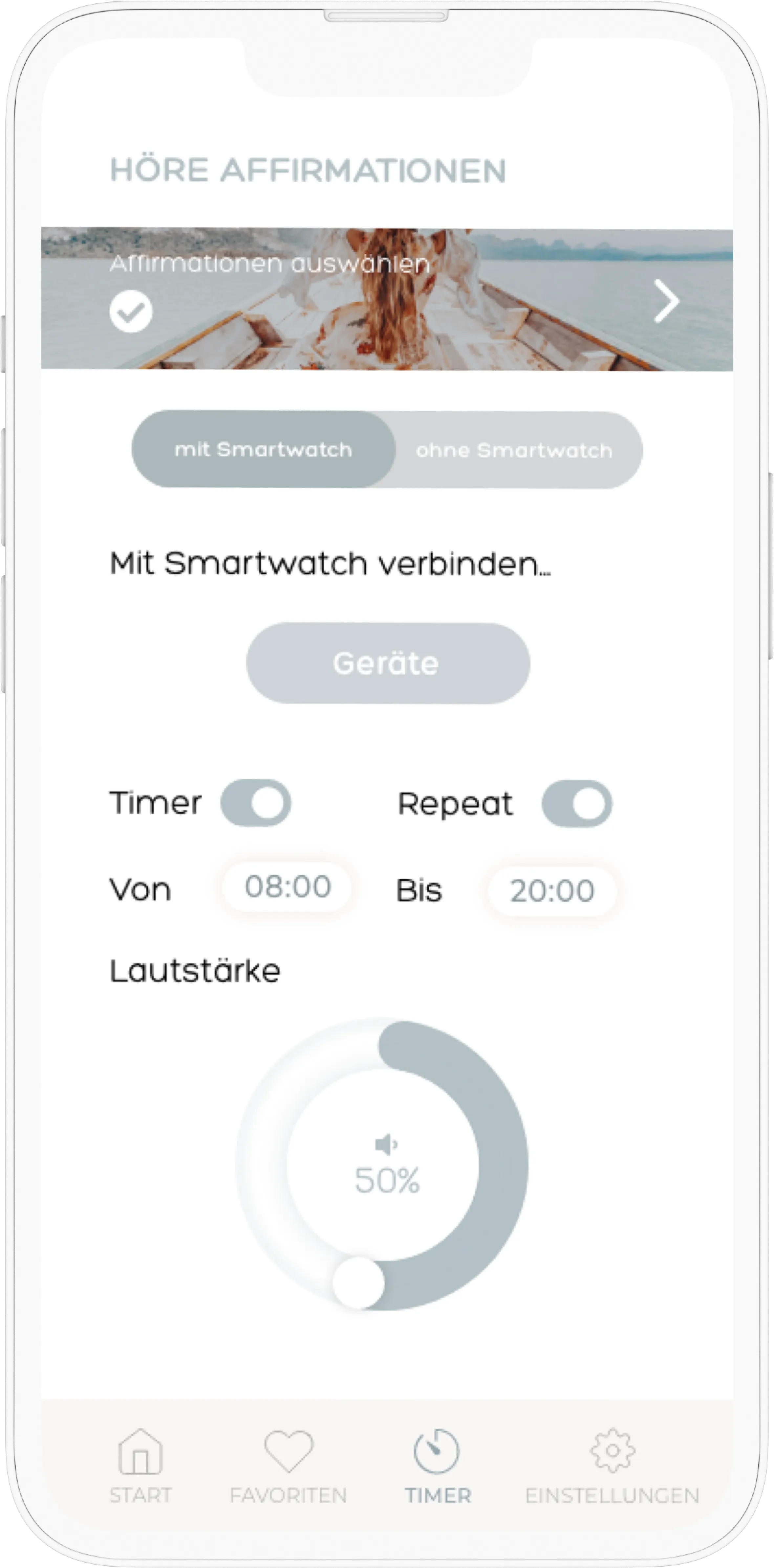 DOVIZIA Affirmations App Timerfunktion